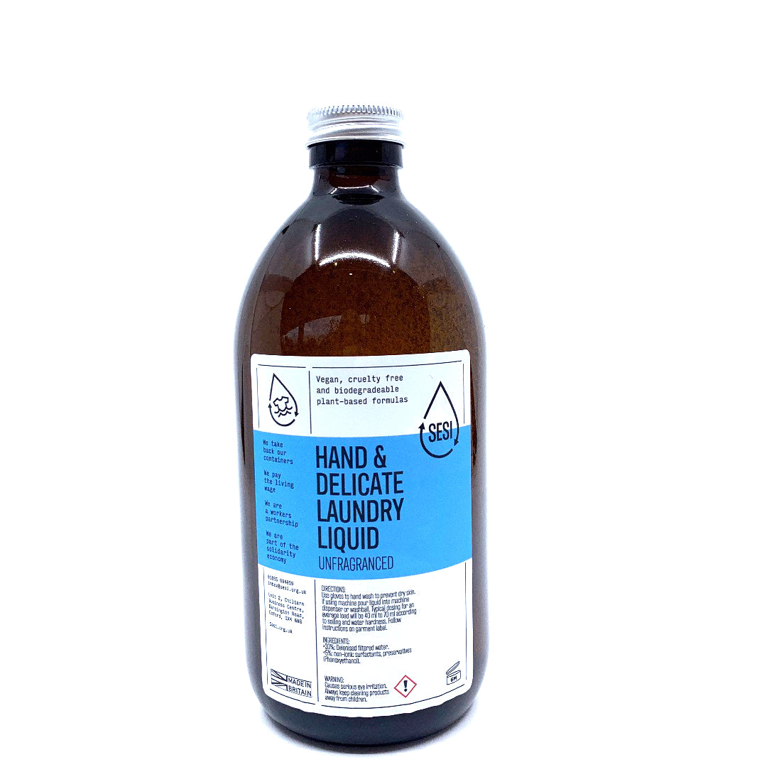 Delicates label on glass amber bottle