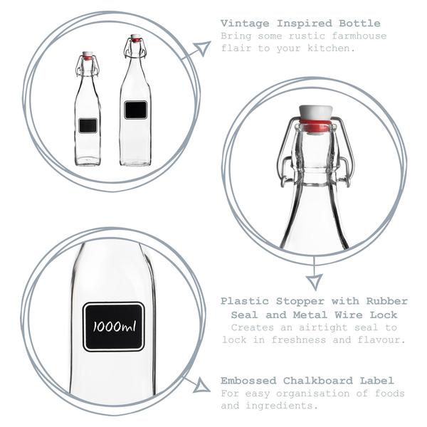 Glass Swing Bottle with Label