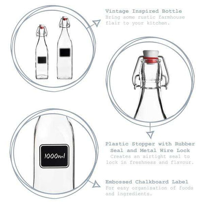 Glass Swing Bottle with Chalk Board Label