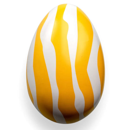 Refillable Easter Egg Tin with yellow and white striped design, perfect for plastic free storage or gifting.
