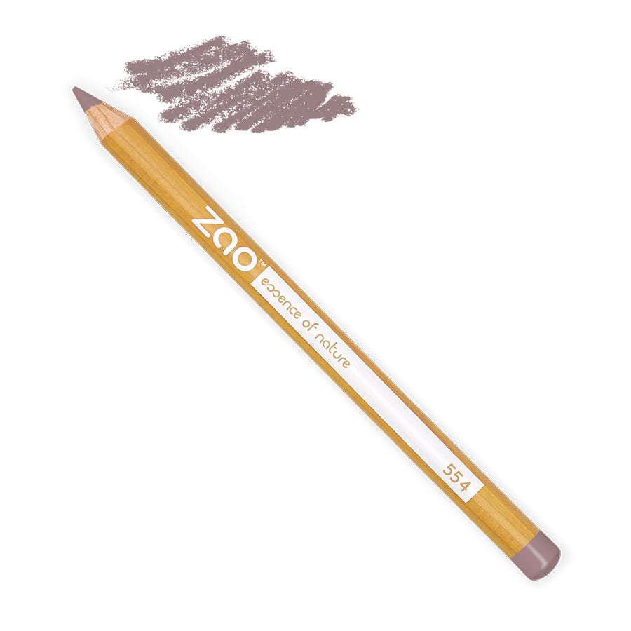 ORGANIC Lip/Eye Pencil with natural brown shade and wooden body, suitable for plant-based and refillable makeup routines