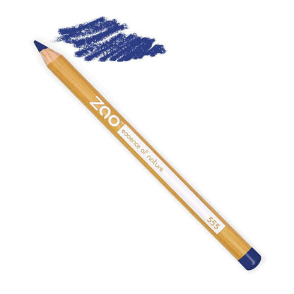 ORGANIC Lip/Eye Pencil in navy blue with natural wood casing and smooth creamy texture for precise application