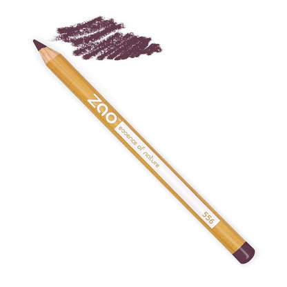ORGANIC Lip/Eye Pencil showing natural wood casing with dark purple color swatch on white background