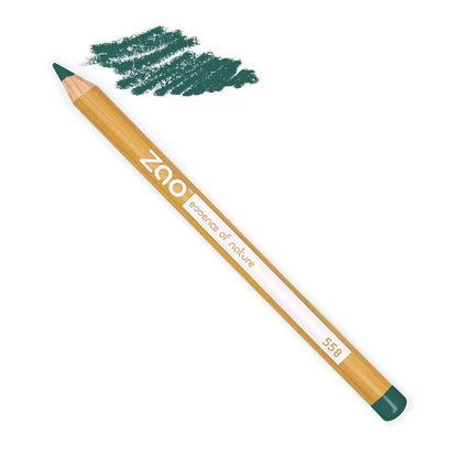 ORGANIC Lip/Eye Pencil with wooden casing and green color swatch showing natural plant-based makeup option