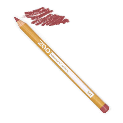 ORGANIC Lip/Eye Pencil in natural wood casing with mauve color swatch for natural skincare and organic makeup products