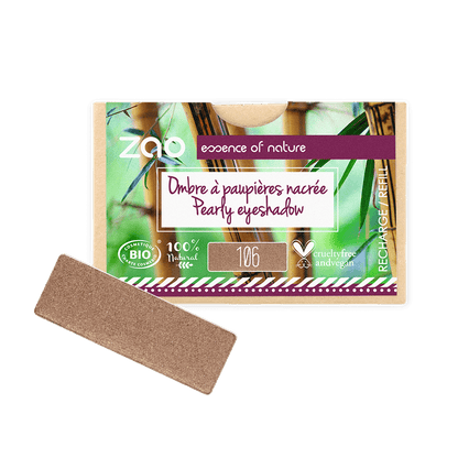 ORGANIC Natural Eye Shadow REFILL with a pearly brown shade, plastic free, cruelty free, and 100% natural ingredients.