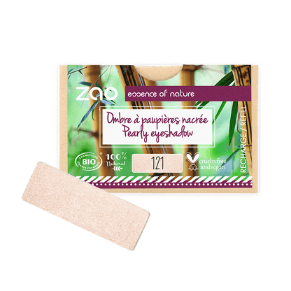 ORGANIC Natural Eye Shadow REFILL in a light pearly shade with eco-friendly and cruelty-free packaging