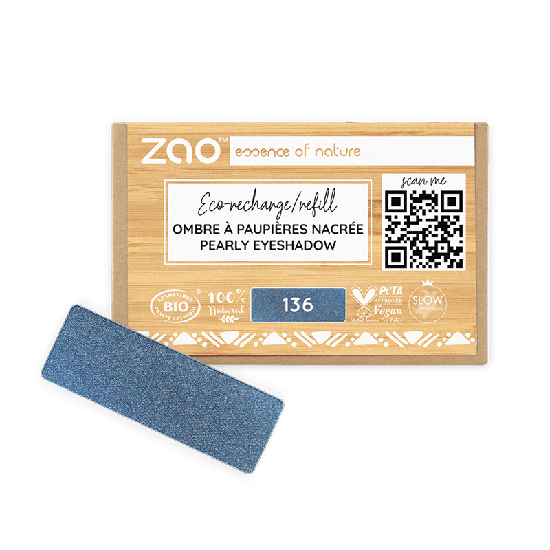 ORGANIC Natural Eye Shadow REFILL in pearly blue shade, plastic free and vegan eco-friendly makeup refill.