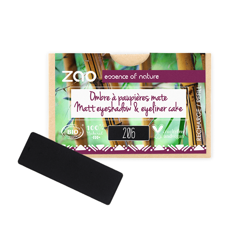 ORGANIC Natural Eye Shadow REFILL matte black eyeshadow and eyeliner cake in eco-friendly packaging