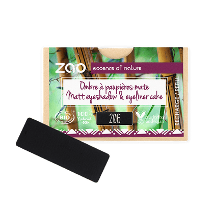 ORGANIC Natural Eye Shadow REFILL matte black eyeshadow and eyeliner cake in eco-friendly packaging