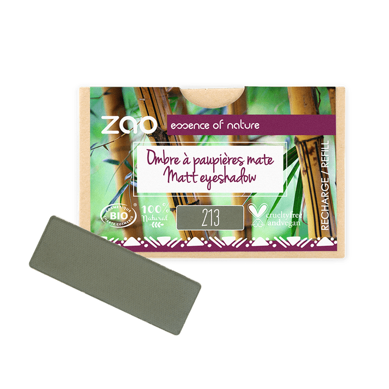 ORGANIC Natural Eye Shadow REFILL in muted green shade with eco-friendly, cruelty-free packaging from The Village Refill