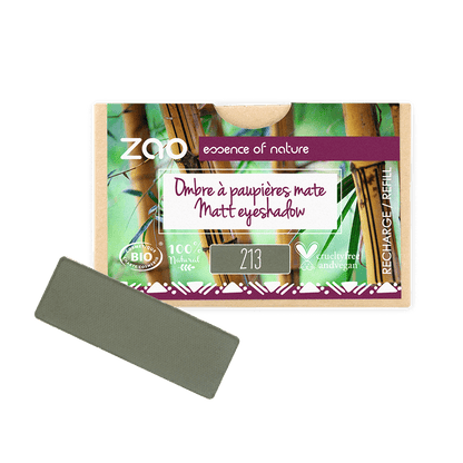 ORGANIC Natural Eye Shadow REFILL in muted green shade with eco-friendly, cruelty-free packaging from The Village Refill
