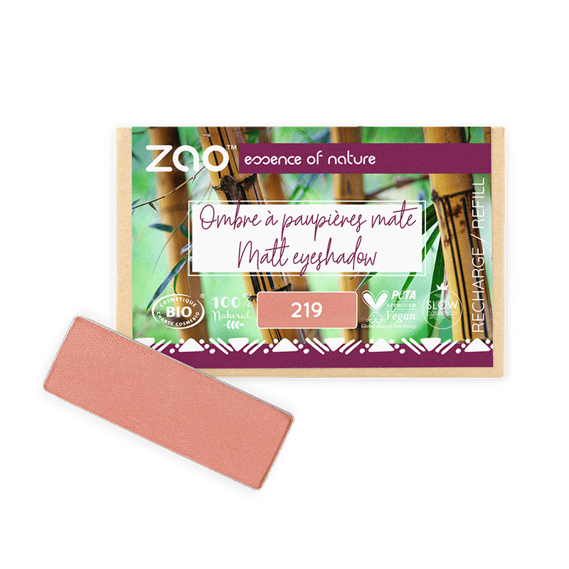ORGANIC Natural Eye Shadow REFILL with matte finish in a soft pink shade and eco-friendly packaging