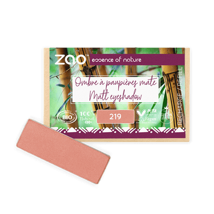ORGANIC Natural Eye Shadow REFILL with matte finish in a soft pink shade and eco-friendly packaging