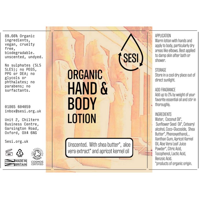 Organic HAND and BODY Lotion FRAGRANCE FREE
