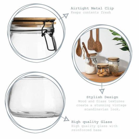 Clip Storage Jar with Wooden Lid