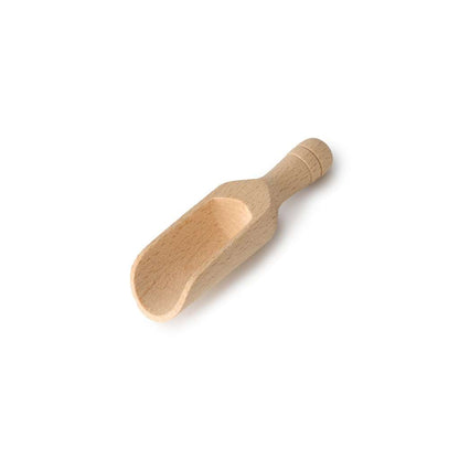 Medium Wooden Scoop (10cm) made from natural wood, ideal for measuring loose foods in a plastic free refill shop.