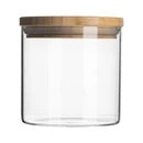 Glass storage jar with wooden Lid