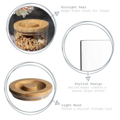 Glass storage jar with wooden Lid