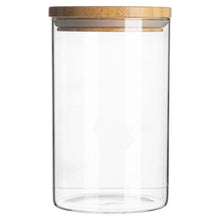 Load image into Gallery viewer, Glass storage jar with wooden Lid
