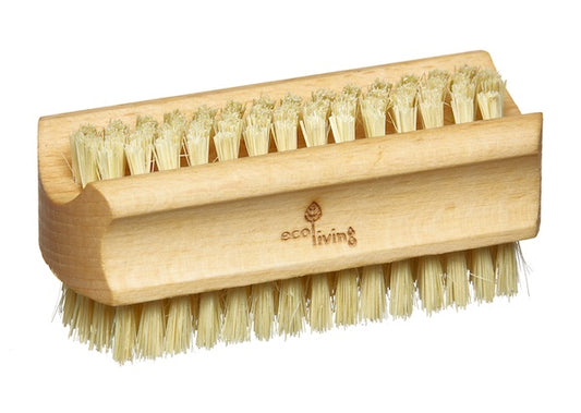 100% Natural Nail Brush with wooden handle and firm natural bristles for effective, eco-friendly nail cleaning and care